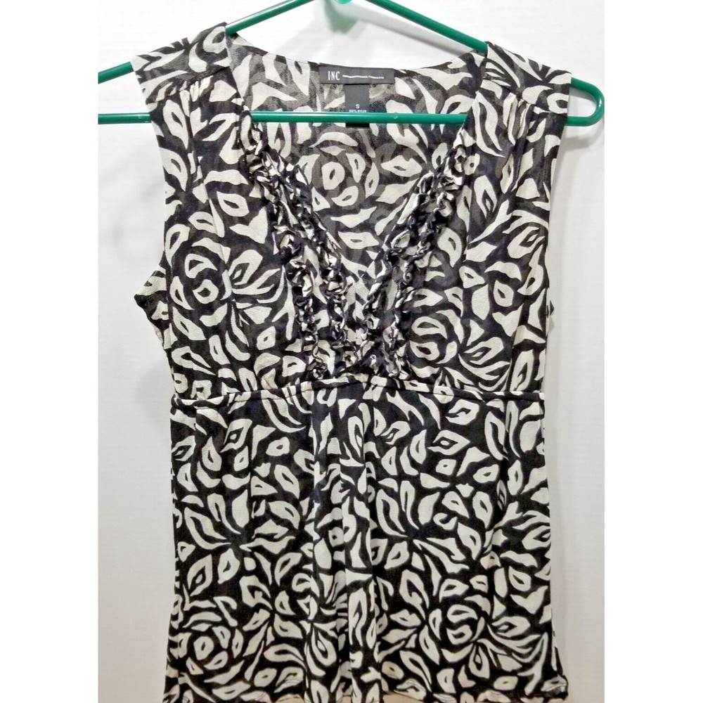 INC International Concepts Women Top Black Sleeveless Tank Blouse Size Small